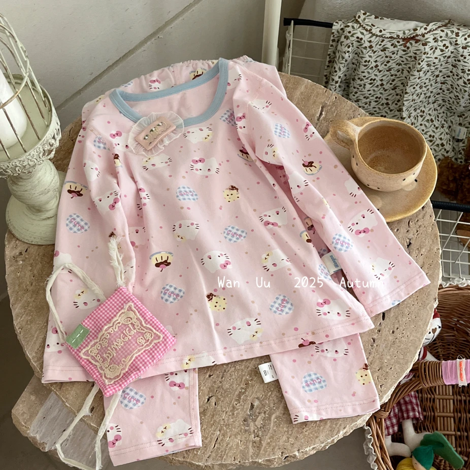 艾柚家•25秋~甜心猫咪套装WY2613粉色    6-11