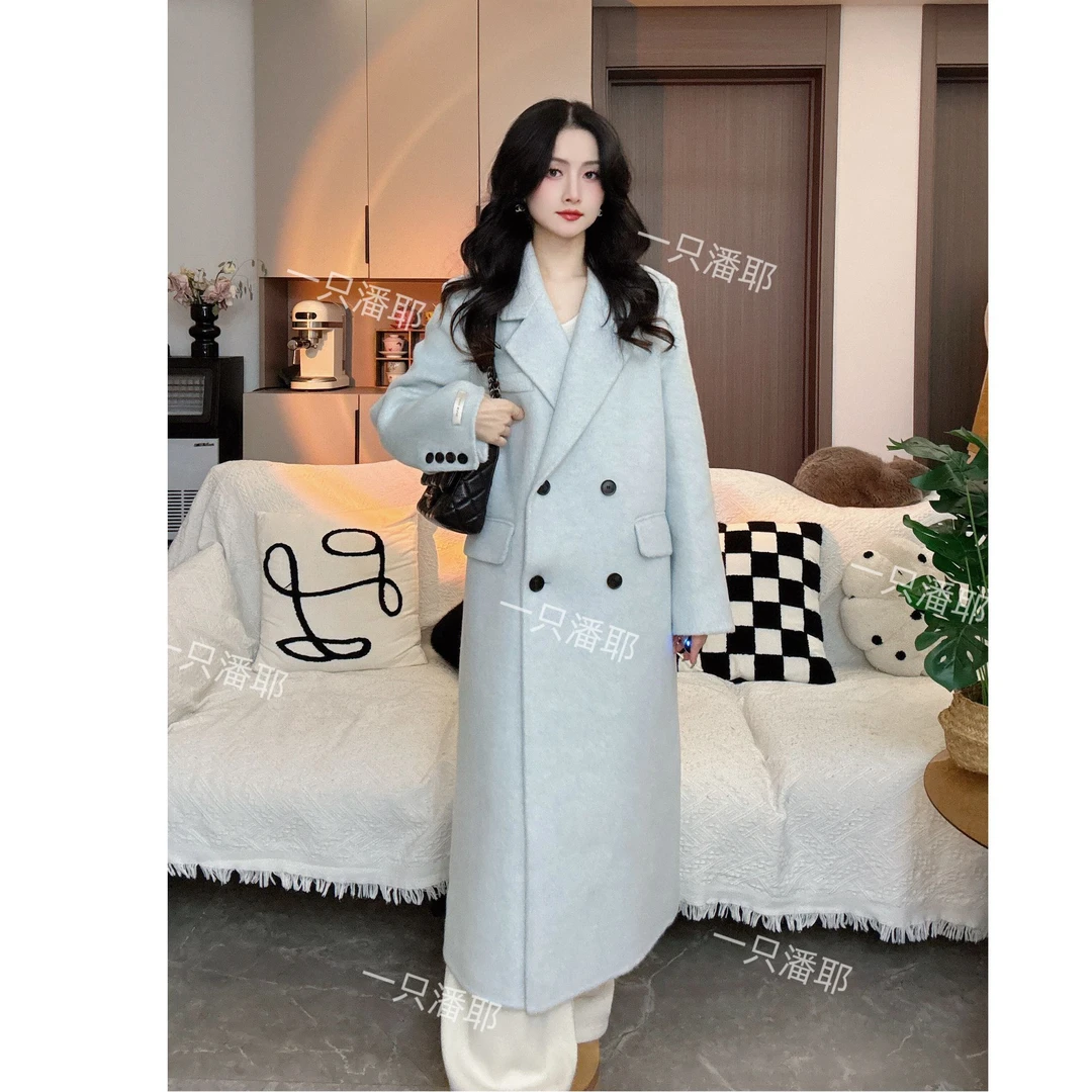 FIRITII【暮云玫瑰】秋冬新款长款韩版气质时尚显瘦双面呢大衣998