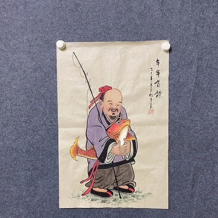 国画四尺三开人物一幅