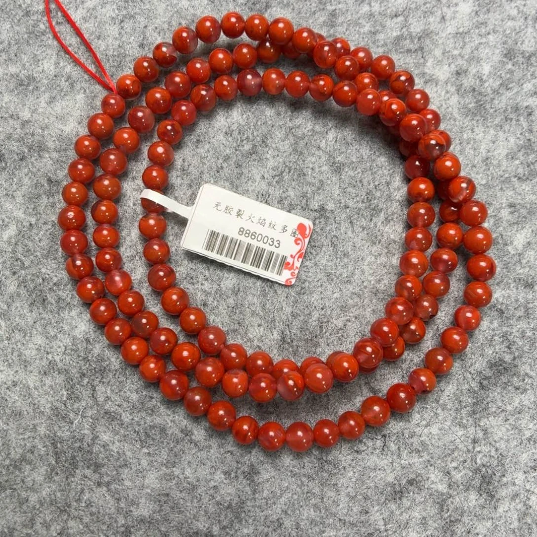 安****南红玛瑙未镶嵌手串火焰纹多圈