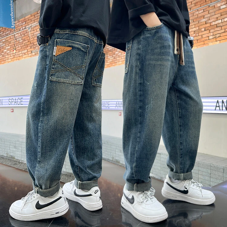 2025新款男童牛仔裤春秋装新款儿童秋装裤子帅气宽松休闲长裤潮68