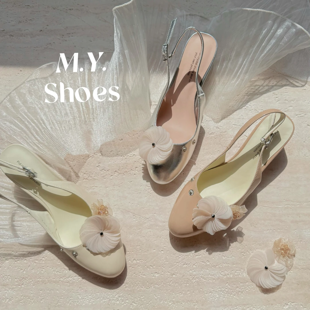 【5cm】法式花朵甜美头包头凉鞋时尚仙女风单鞋玛丽珍时装凉鞋