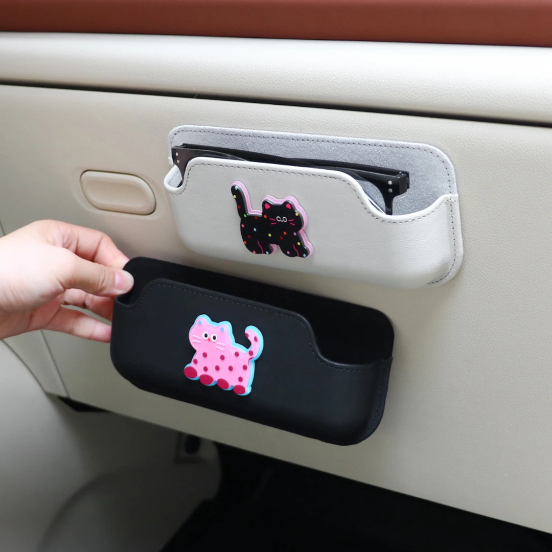 汽车眼镜收纳盒车载粘贴式多功能车用可爱高级墨镜夹太阳镜放置架