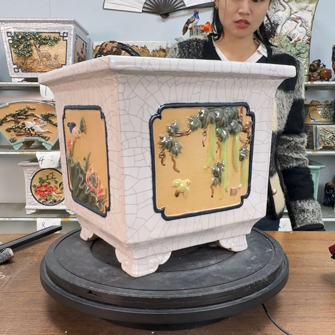 红陶抠**叔石湾盆400