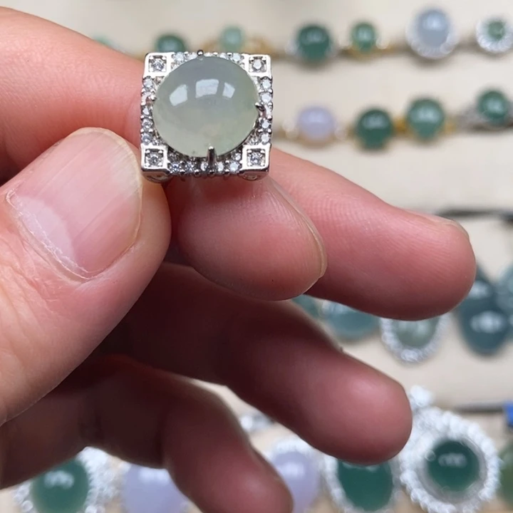 翡翠银S925镶嵌戒指