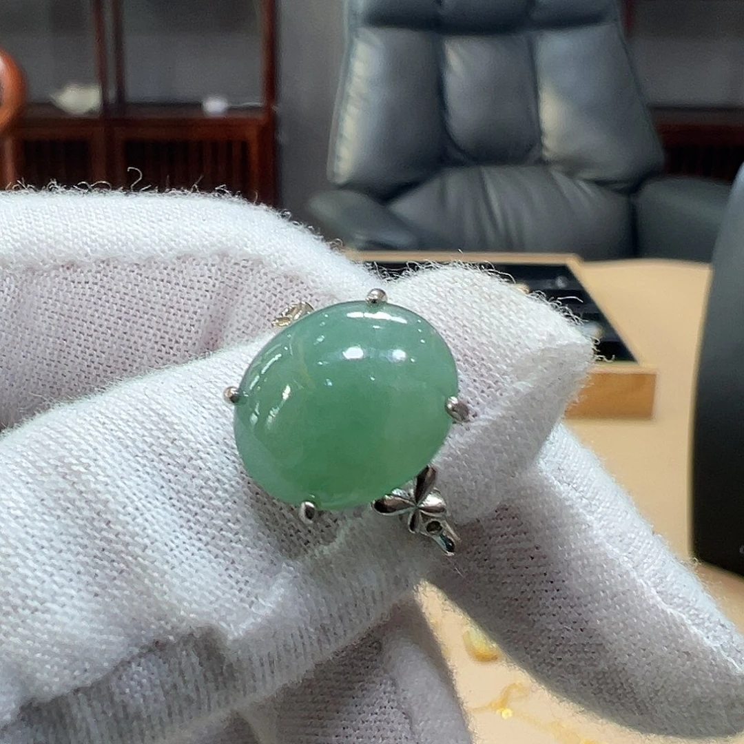 翡翠银S925镶嵌耳饰戒指
