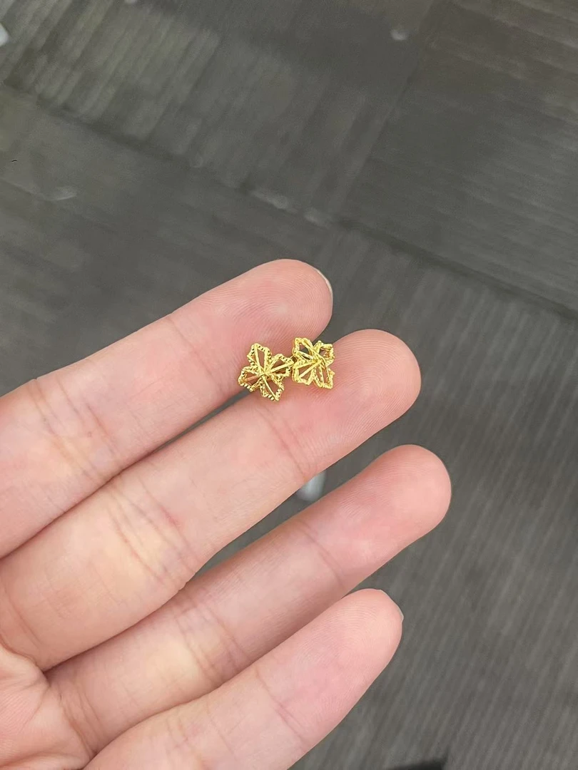 足金999绕线布拉提弯钩耳钉