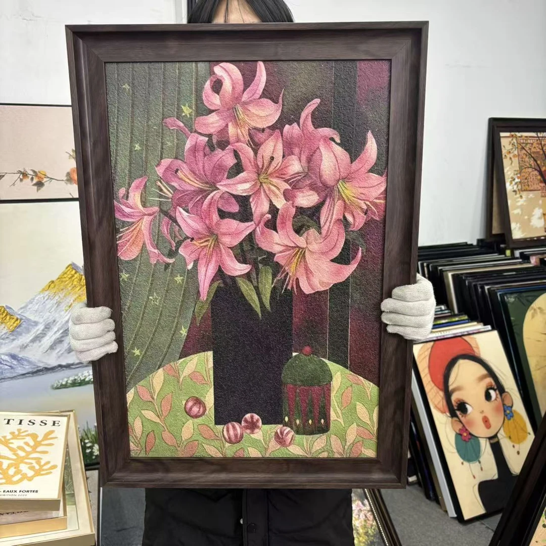 法式风郁金香客厅餐厅玄关复古装饰画打造氛围空间5070