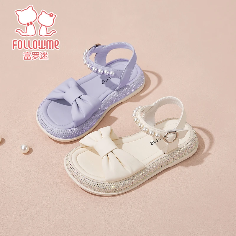 富罗迷女童夏季凉鞋青少年洋气沙滩鞋防滑软底女孩公主鞋4B8254