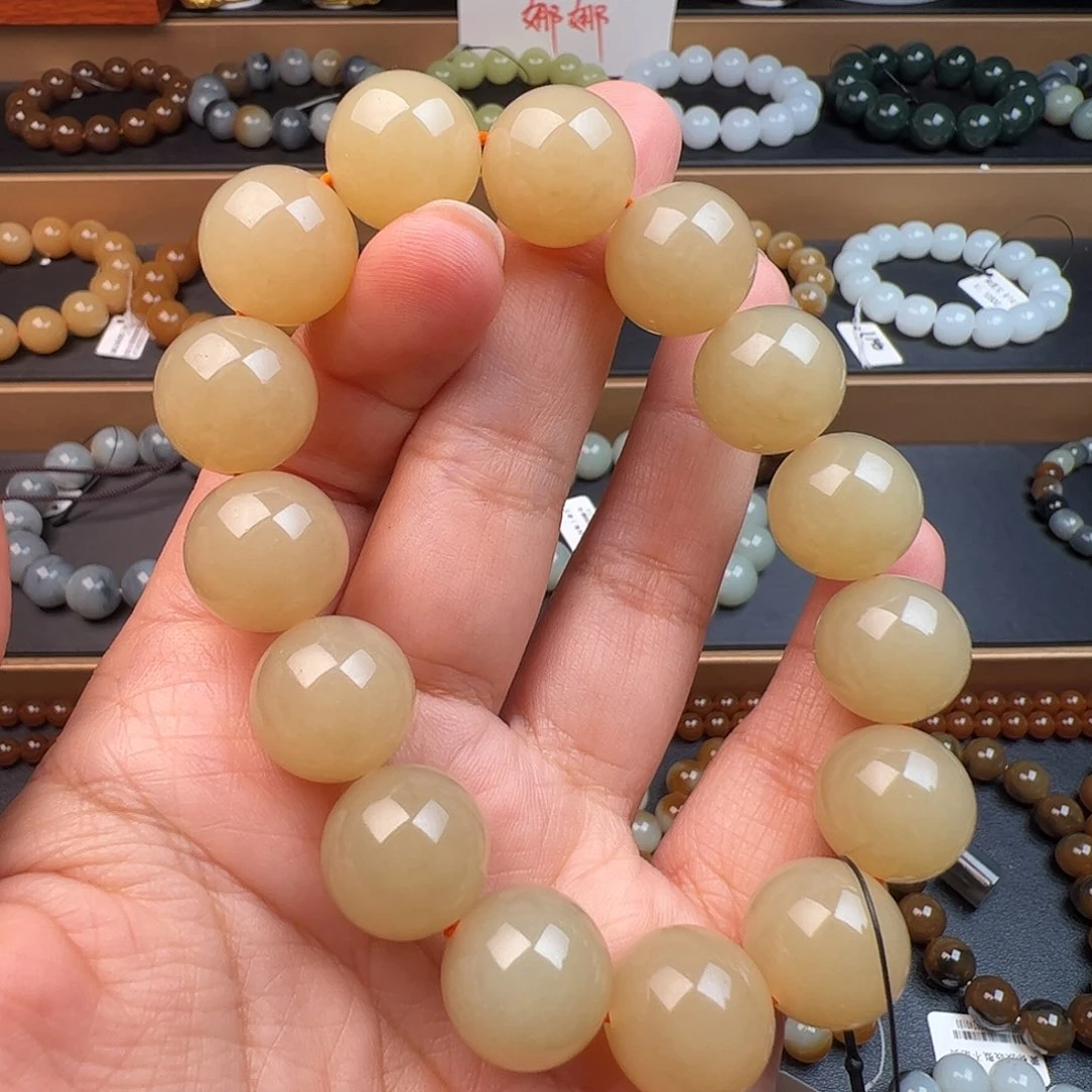 和田玉未镶嵌手链新疆且末糖卡15