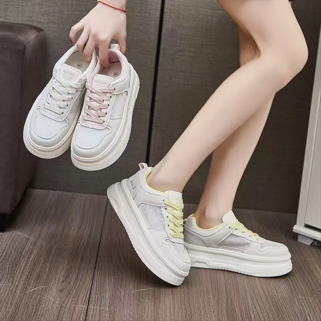 2685小白鞋女增高厚底网面2025新款春夏透气小个子运动鞋休闲女鞋