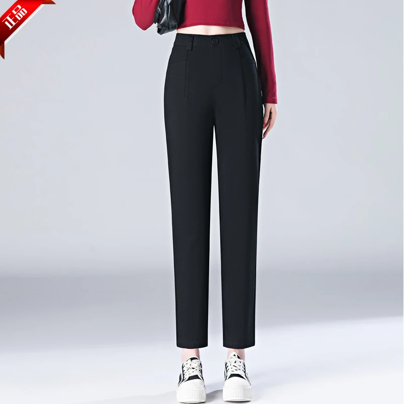 正品高腰直筒休闲裤女款爆款2025新款春夏小个子哈伦裤显瘦直筒裤