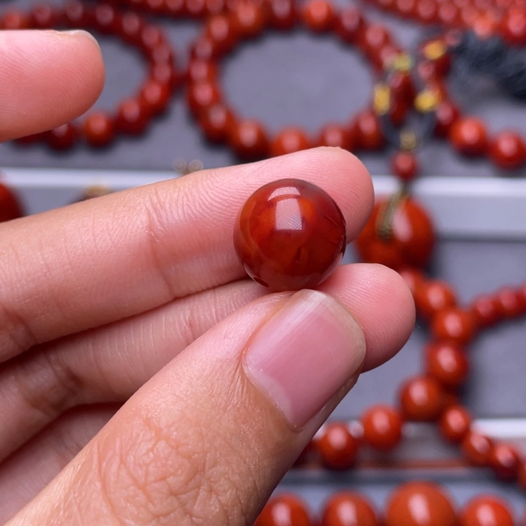 南红玛瑙其他未镶嵌开***.y12mm原矿瓦西双色单珠