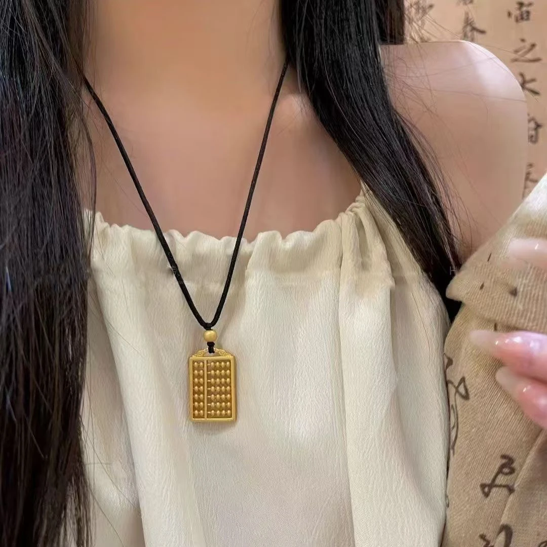 铜合金吊坠 （祥云算盘吊坠金色女款情侣饰品项链）锁骨链轻奢挂坠