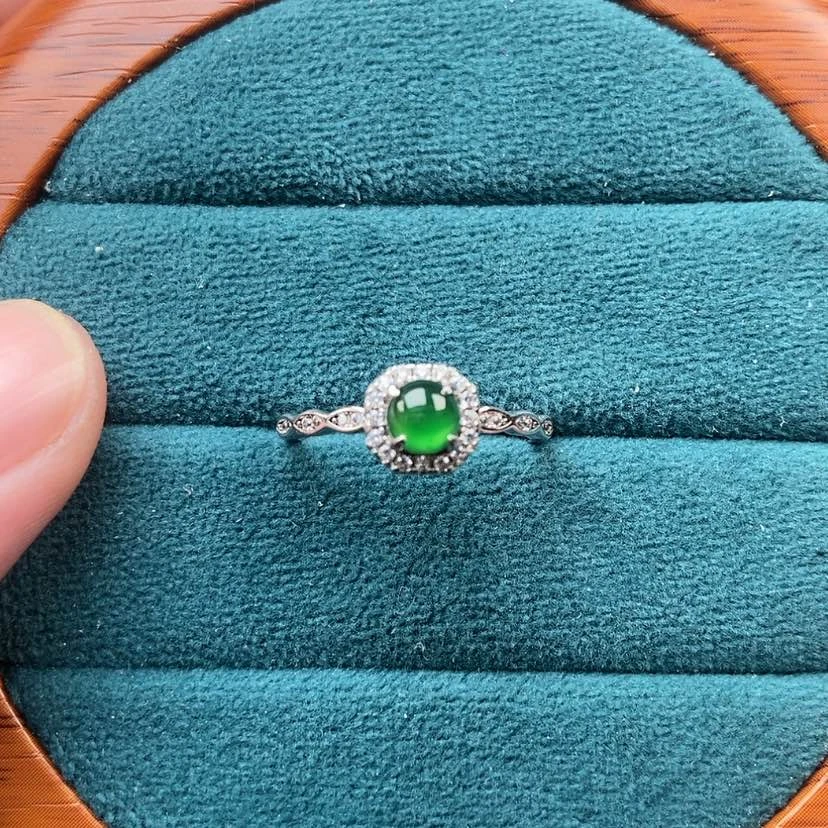 【闪购商品】翡翠戒指银S925镶嵌兮兮