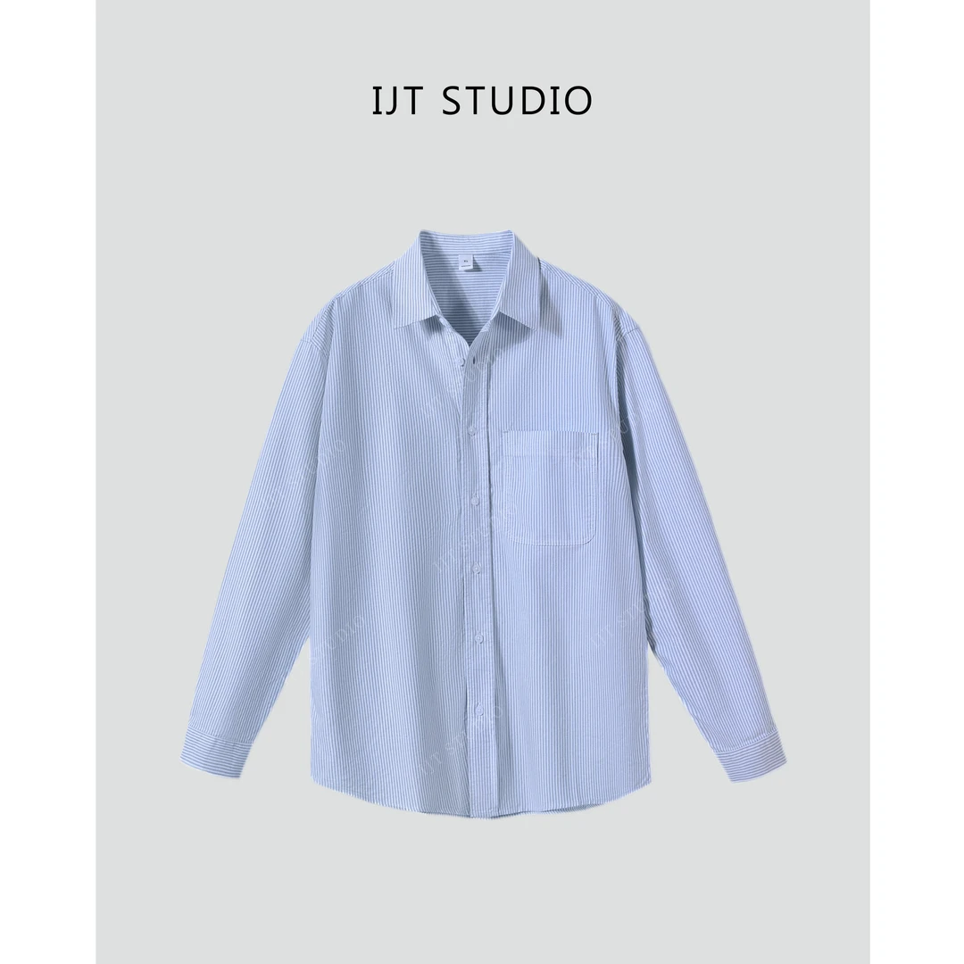 IJT studio新春款经典条纹衬衫时尚感翻领2411