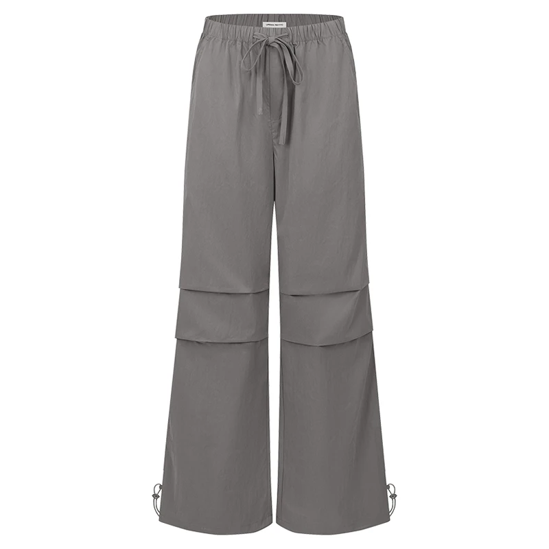 UR2025春季新款女装时尚休闲工装风松紧腰阔腿裤UYV650053