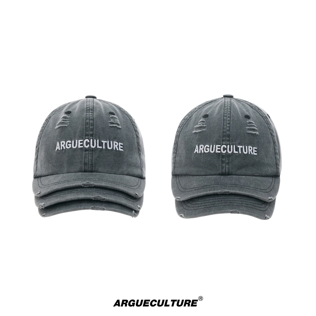 ArguE CulturE小众复古水洗鸭舌3层帽檐设计破坏毛边防晒遮阳帽