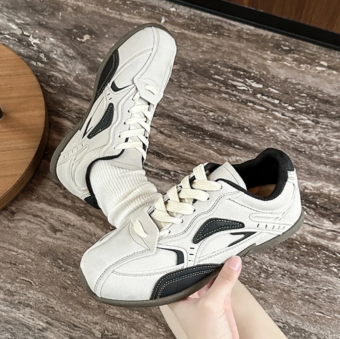 AY复古拼色德训鞋女2025春季爆款平底软底阿甘鞋轻便运动跑步鞋