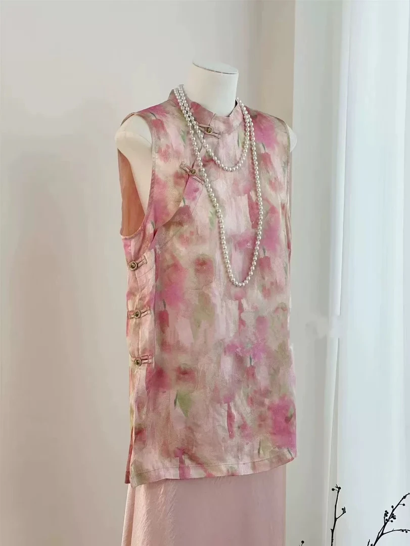 粉胭脂奥黛旗袍裙