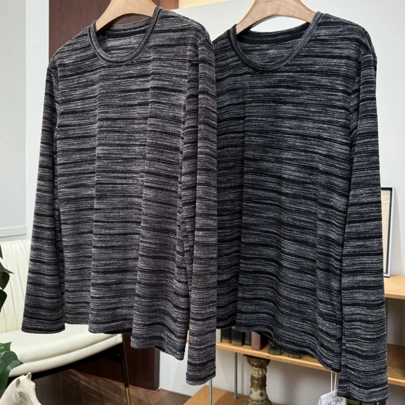 条纹显瘦设计感秋冬打底衫长袖T恤8378