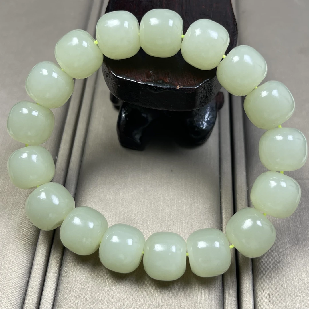 天然和田玉黄口13mm手串老型特细油润结构玉手串细腻