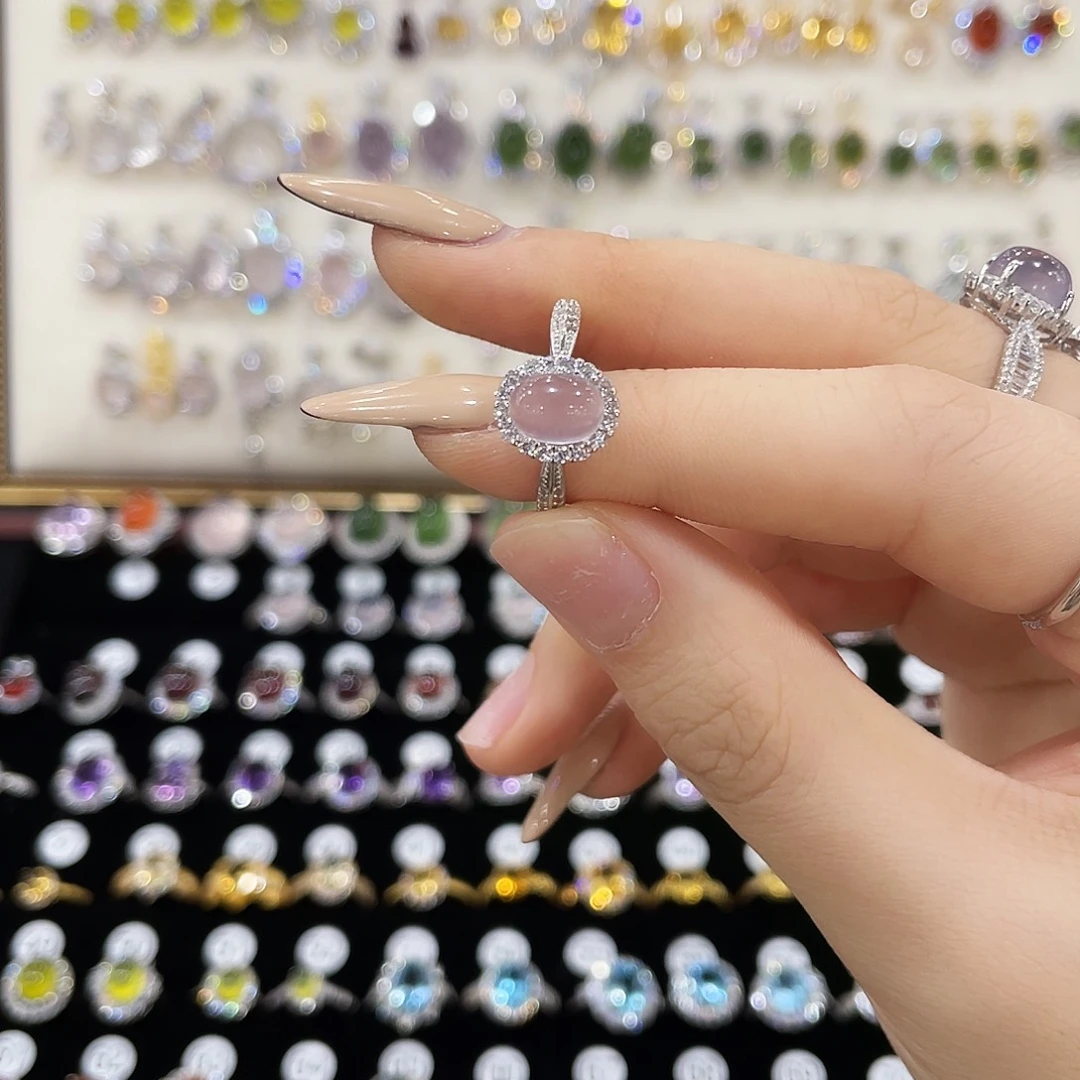 伊***运戒指银S925镶嵌萤石