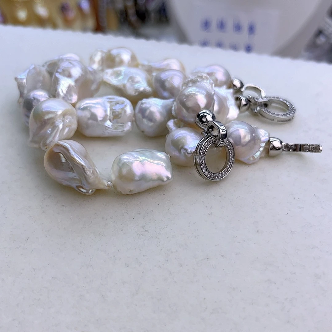 银S925镶嵌淡水珍珠项链定制49