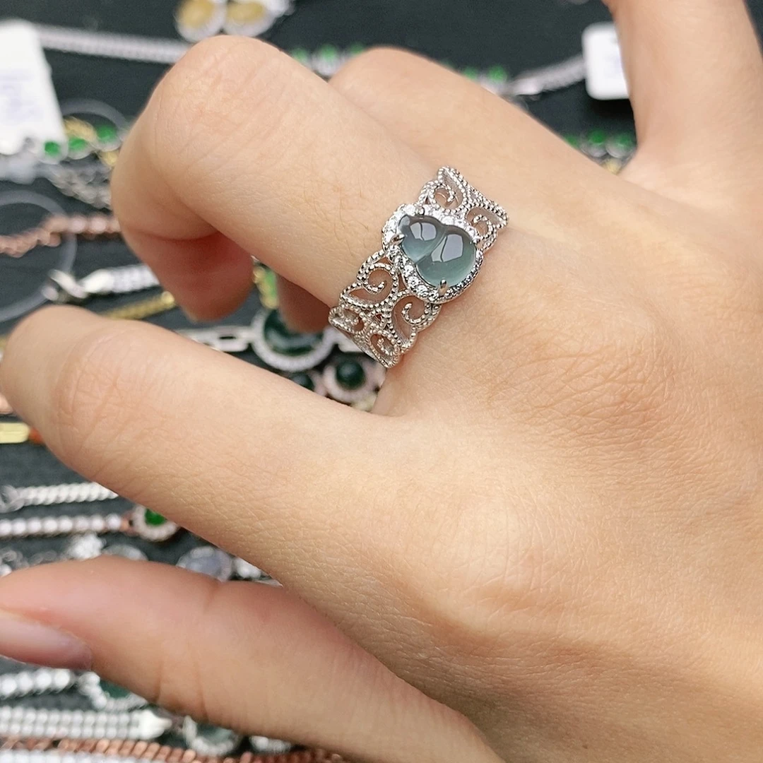 翡翠银S925镶嵌戒指