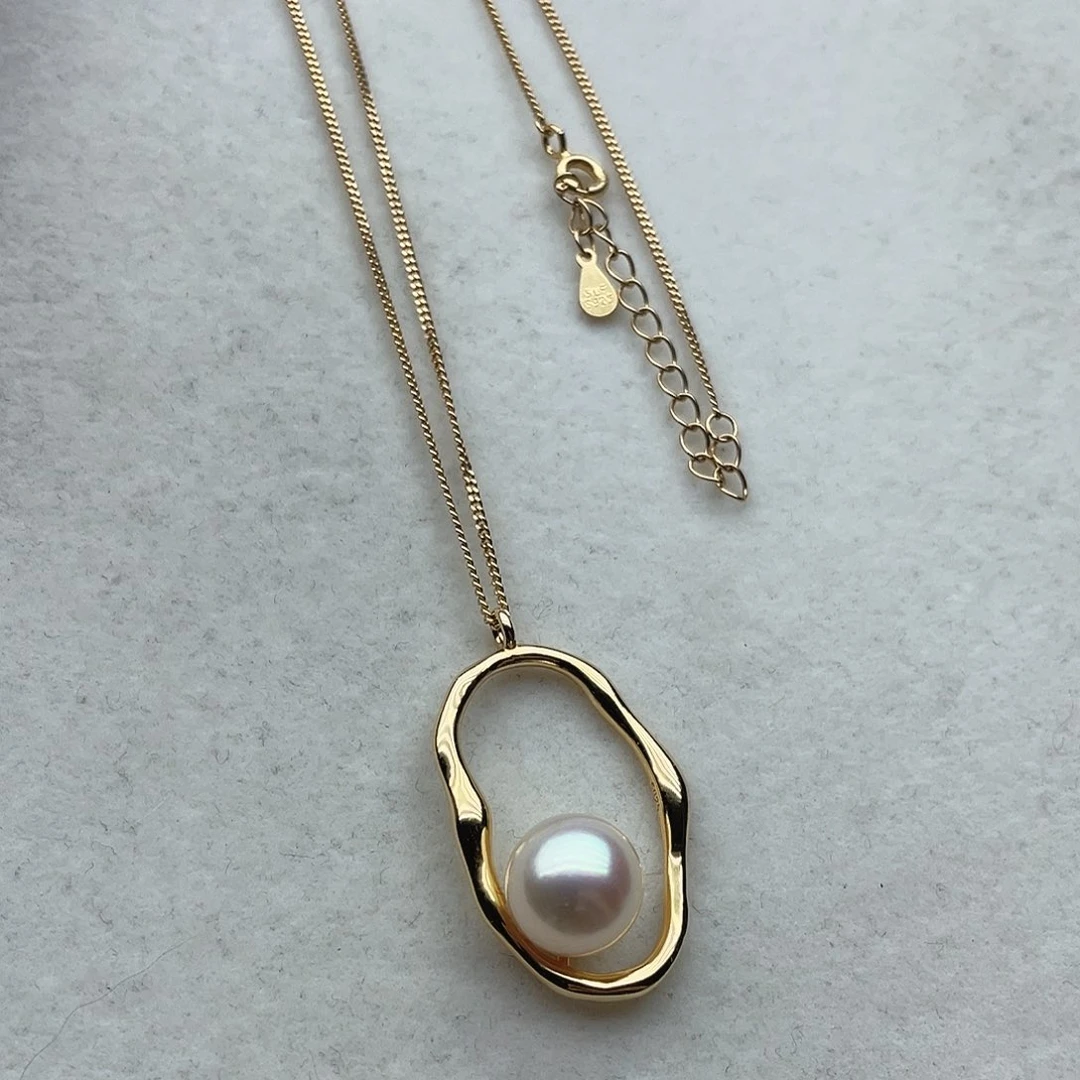 海水珍珠套链81银S925镶嵌