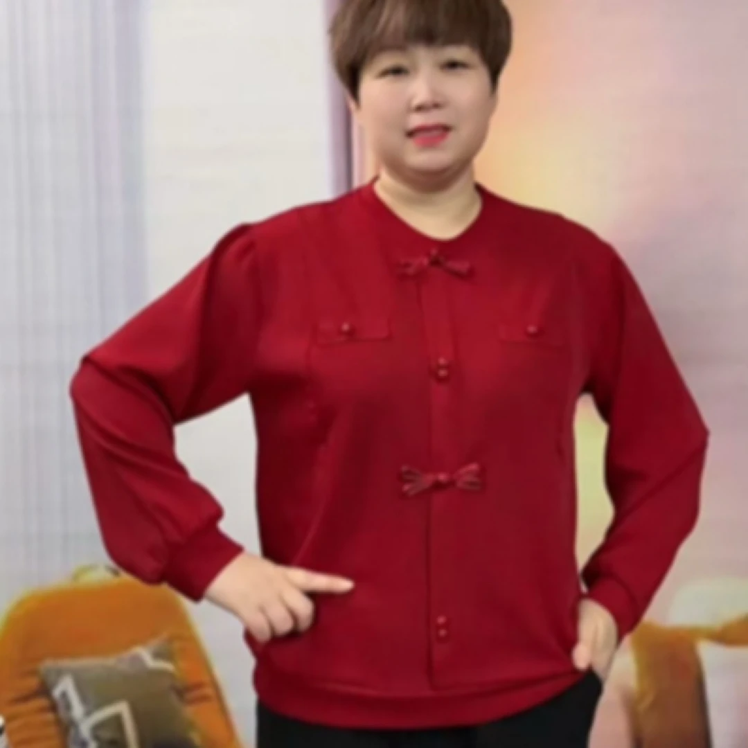 新中式国风外套妈妈春秋风衣短款中老年女春装本命年上衣洋气大码