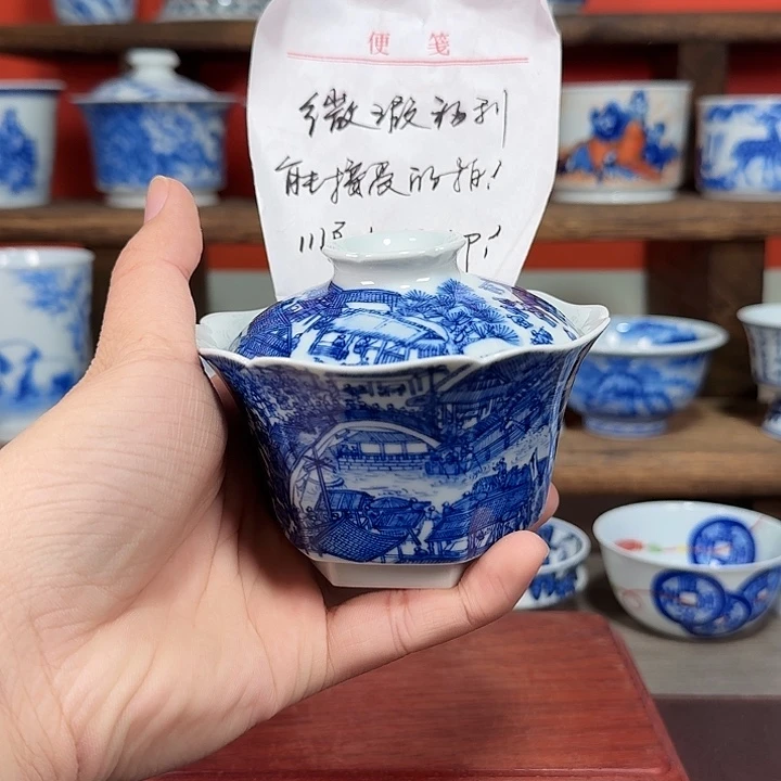 杯石**娘现代景德镇陶瓷盖碗