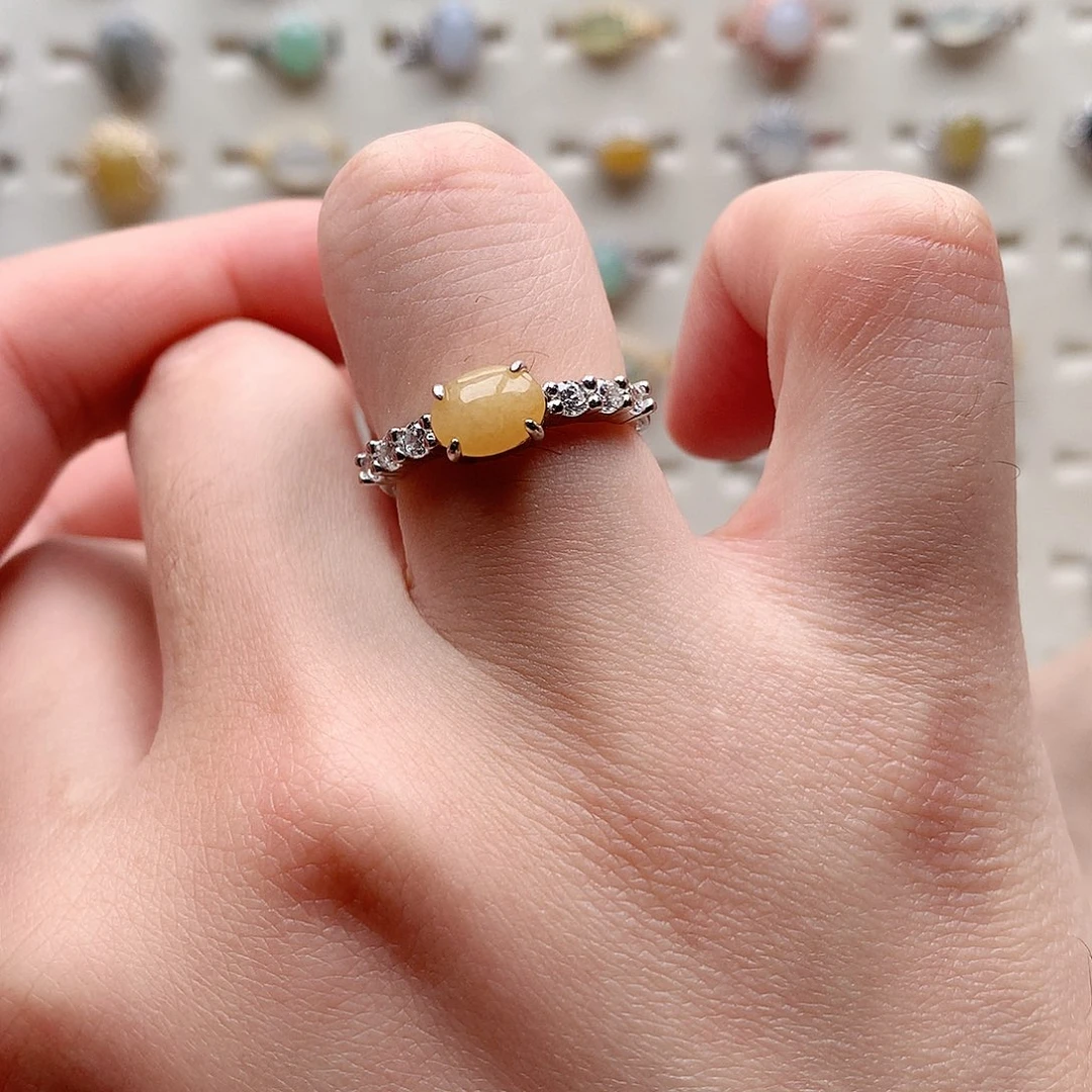 翡翠戒指银S925镶嵌0032