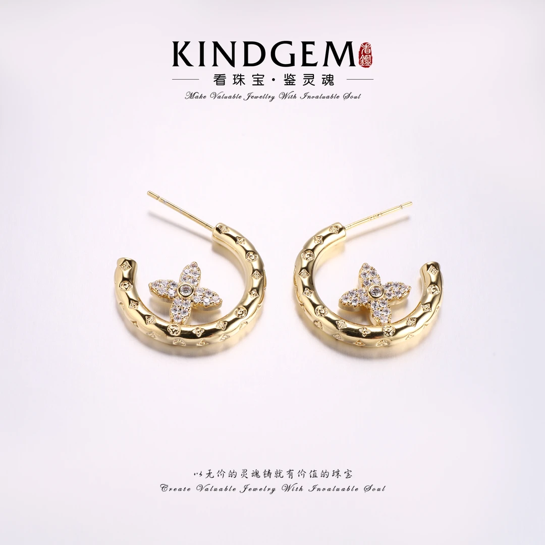 铜合金锆石耳饰 气质轻奢百搭时尚耳环 C-33108