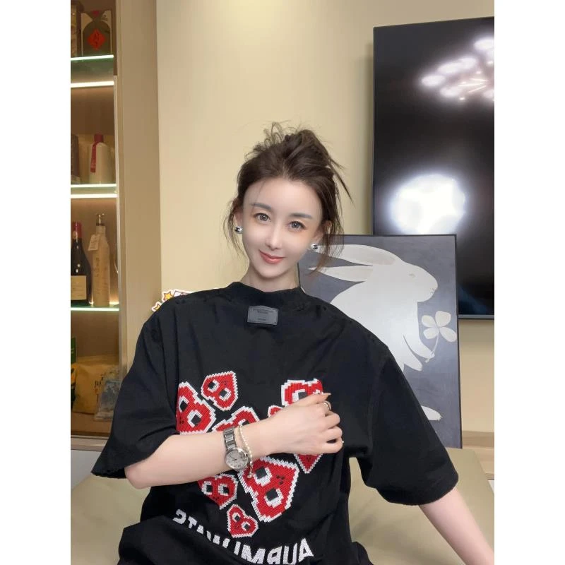 【娜娜】ATFANSON 3155#夏季潮奢时尚圆领破洞做旧透气短袖