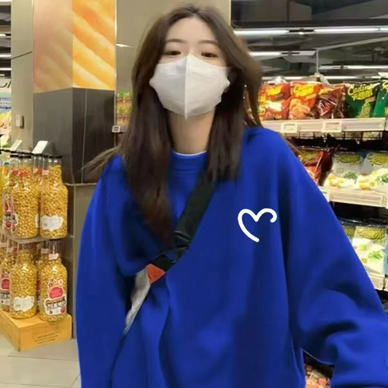 圆领卫衣男女春秋设计感小众宽松上衣休闲百搭长袖加绒加厚ins