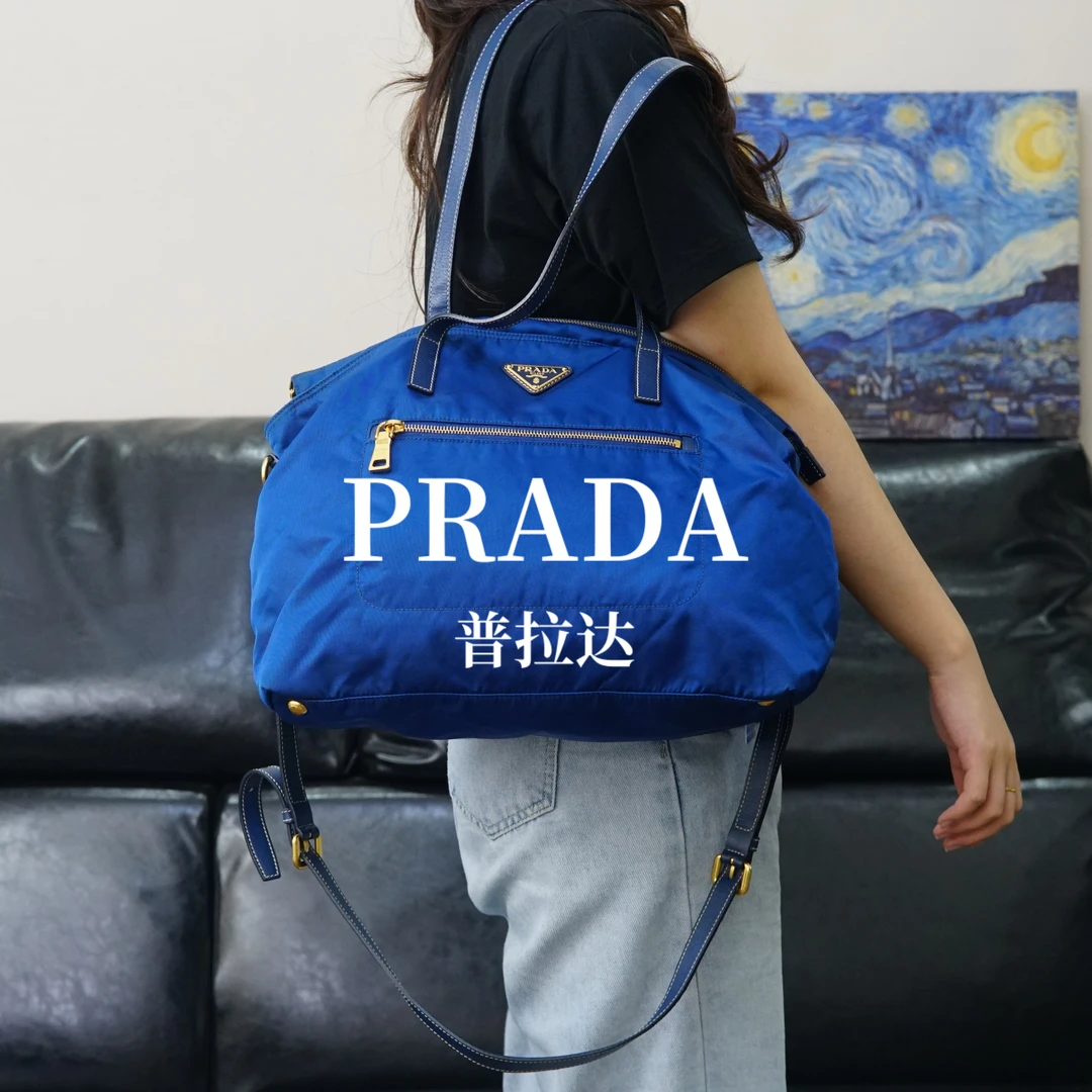 95新 Prada/普拉达 蓝色单肩托特包/ZH06509009/9009