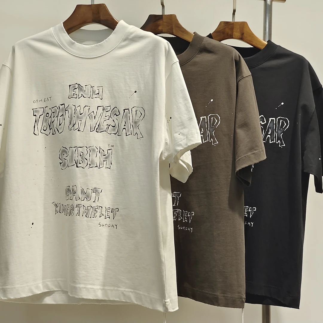 【囍】 美式复古油漆泼墨重磅T 99009