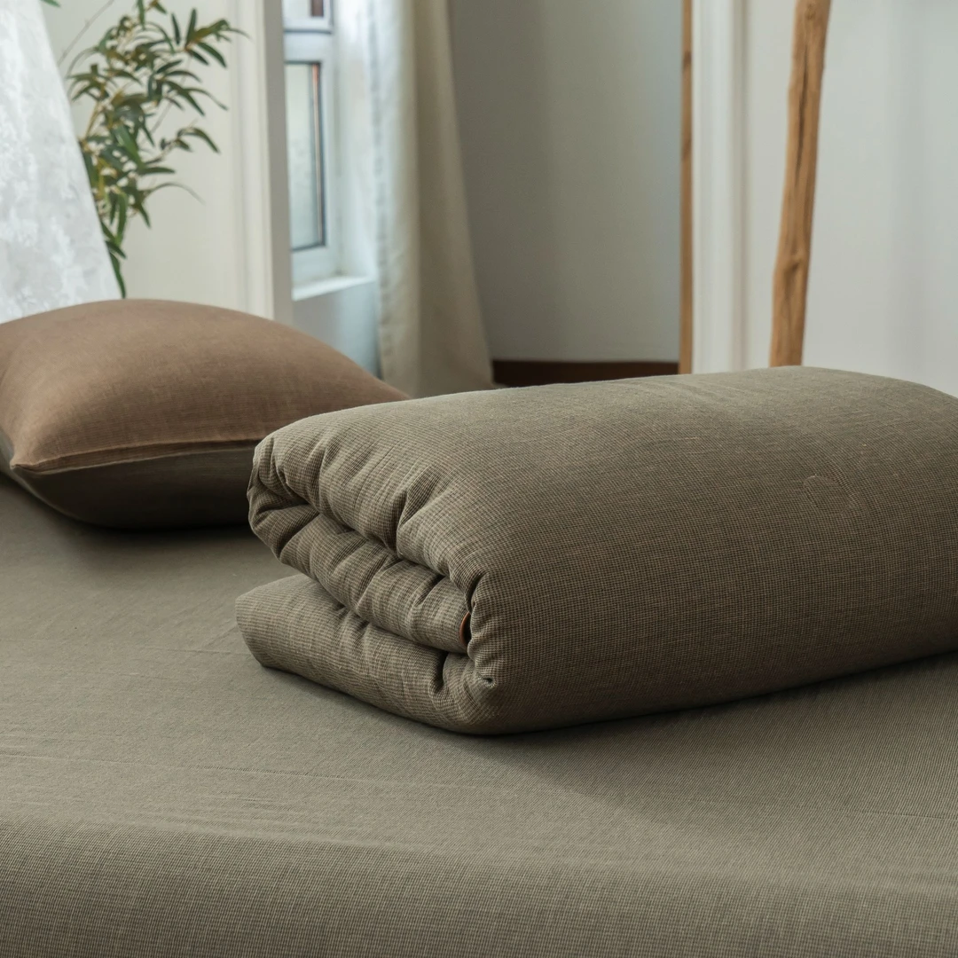 【法布丽娜】千鸟格双层纱夏被大豆被一体被透气柔软 可机洗