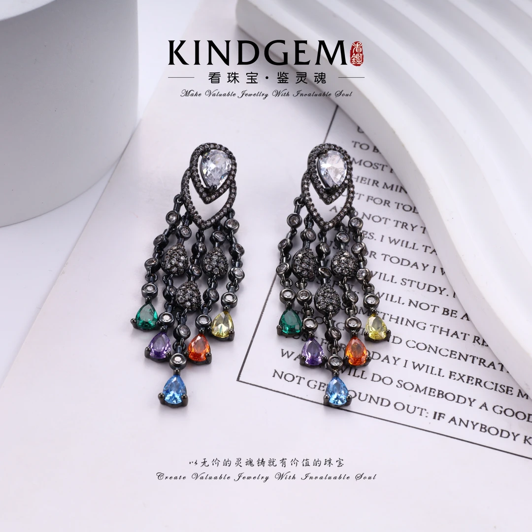 铜合金锆石耳饰 高级感镶嵌百搭流苏气质耳环 BG94XVPC-19749