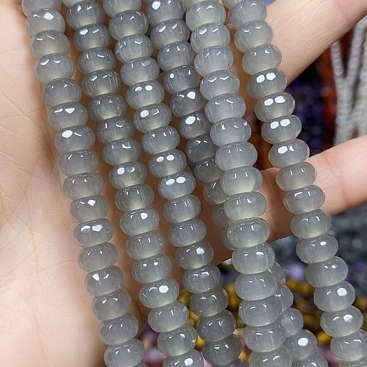 玛瑙/玉髓未镶嵌珠宝半成品玉髓切面车轮卡8mm