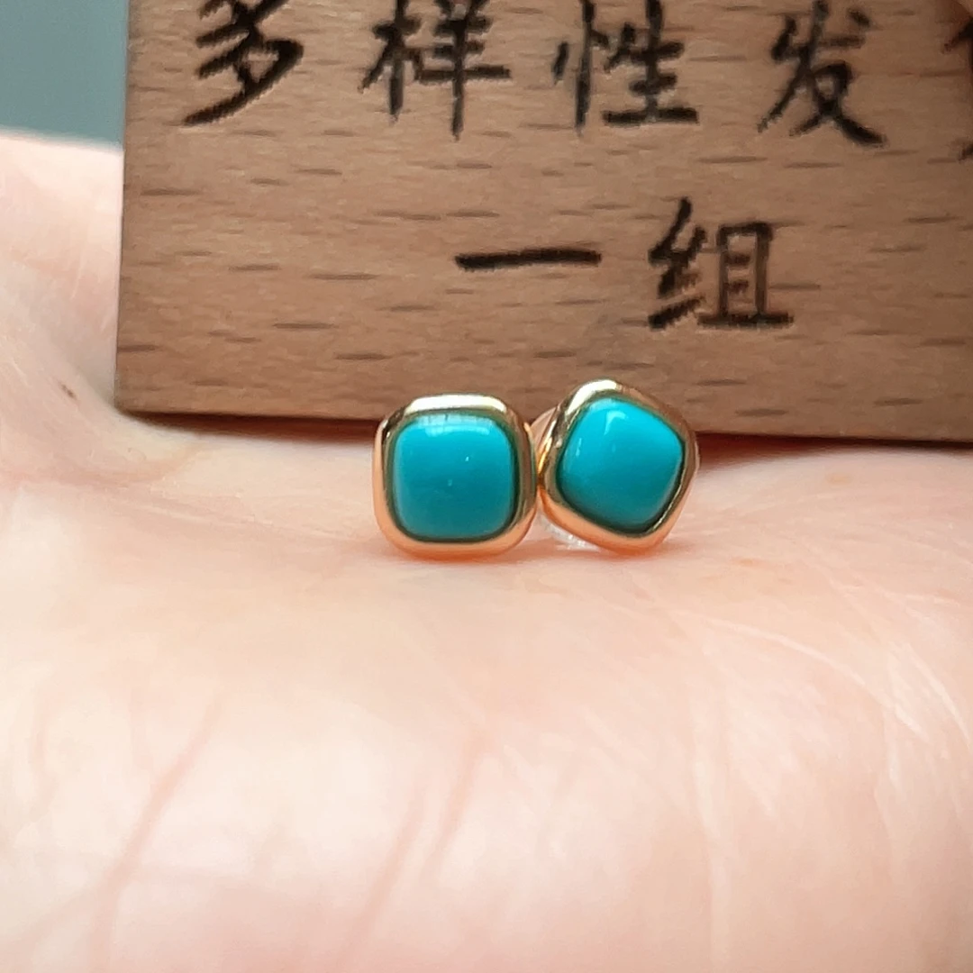 银S925镶嵌绿松石耳饰