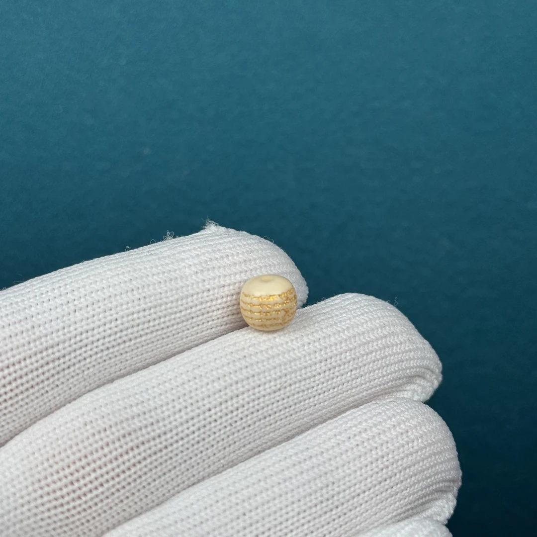 D69-32天然猛犸牙 五条金文老型珠约8×7mm支持复检假一罚四