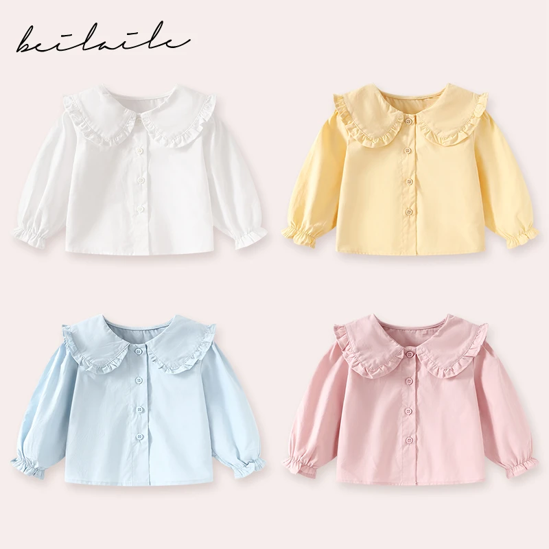 【花边公主领衬衫 小乐妈咪】女宝宝衬衣春季新款女童外套装儿童B14