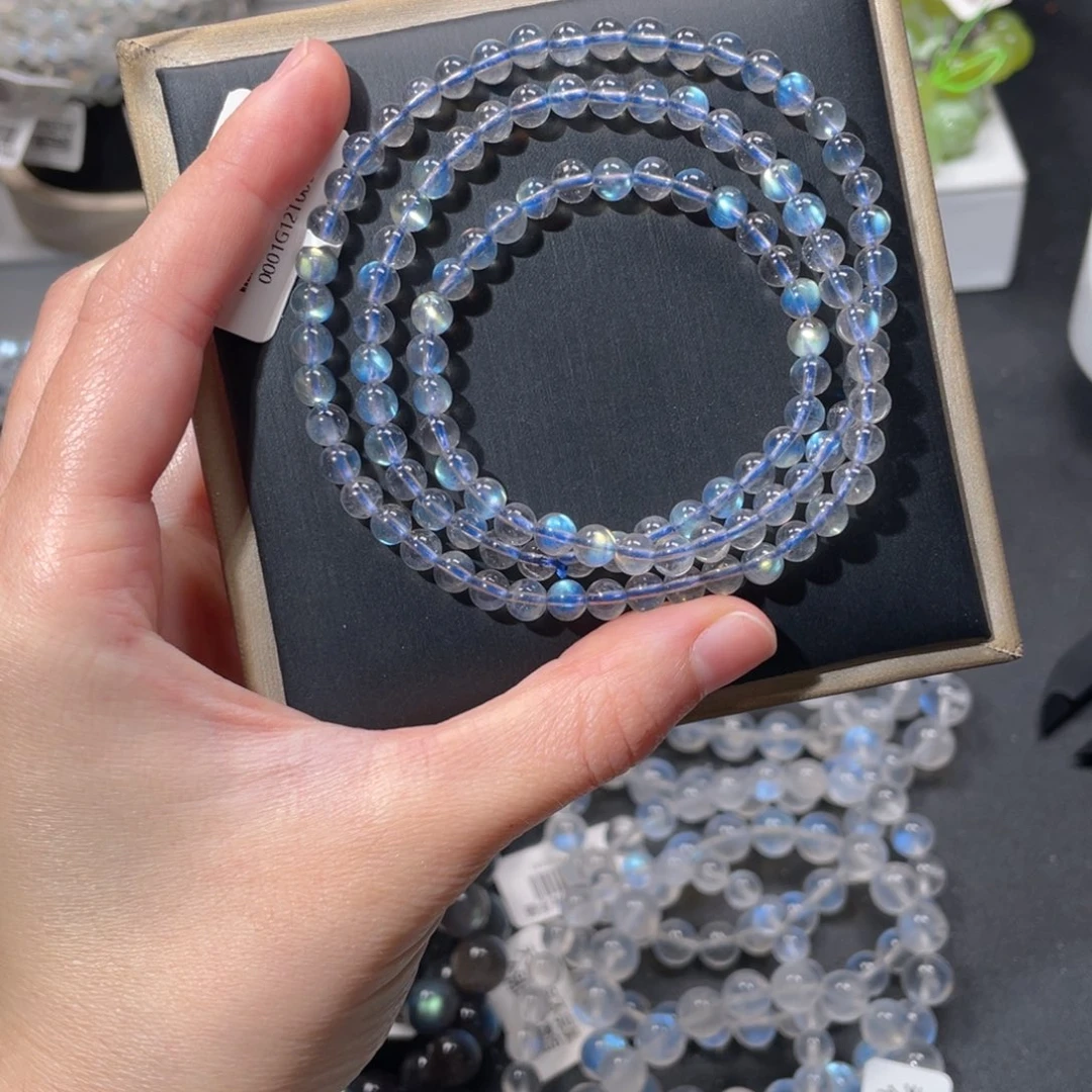 手链未镶嵌长石多圈彩光灰月光5mm