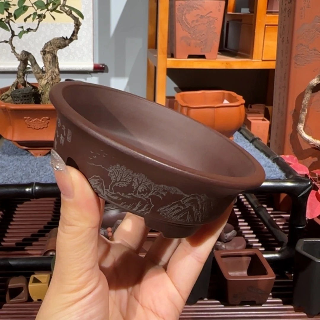 紫砂花盆口径10.5深度3