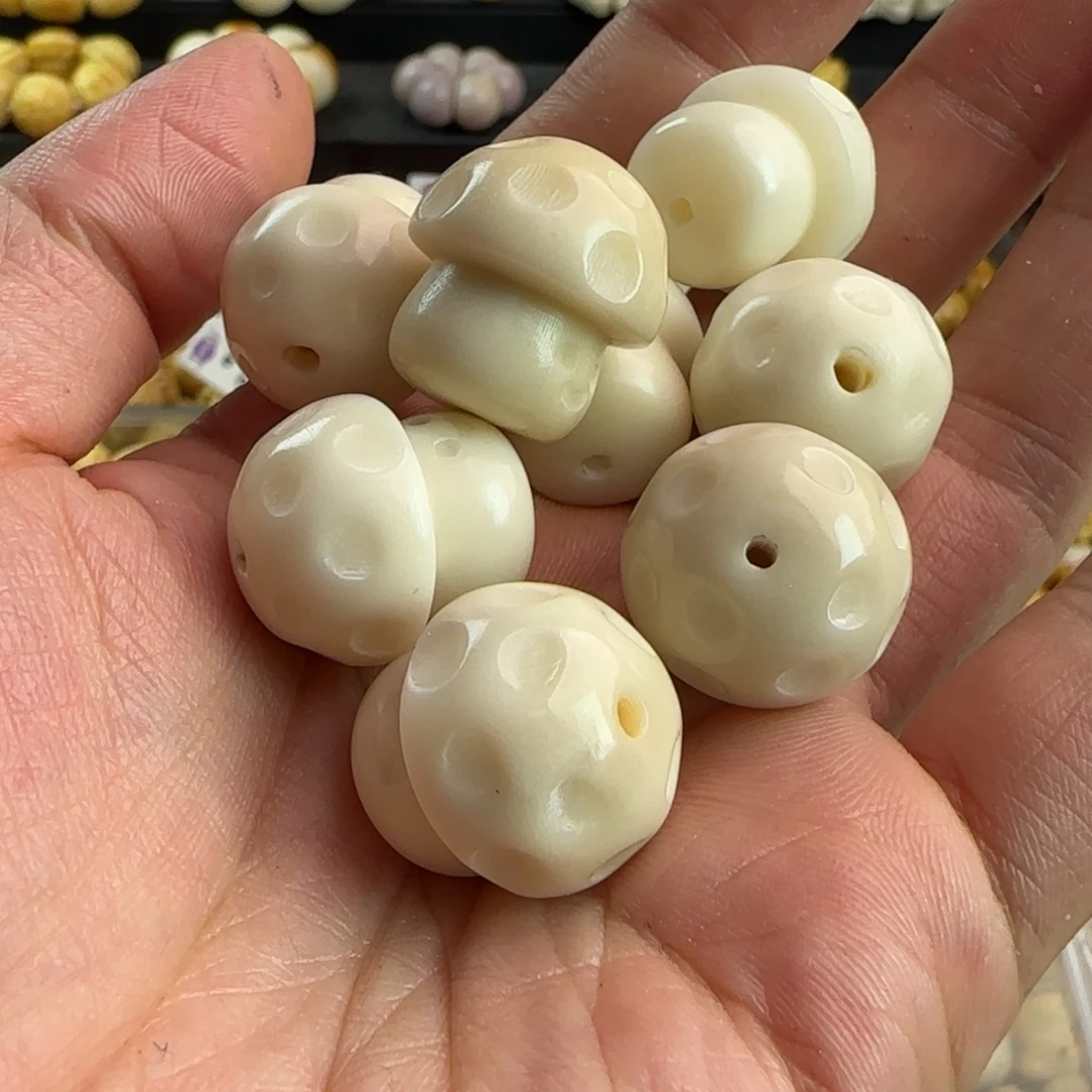 手串菩提根/象牙果微瑕疵白色蘑菇6颗