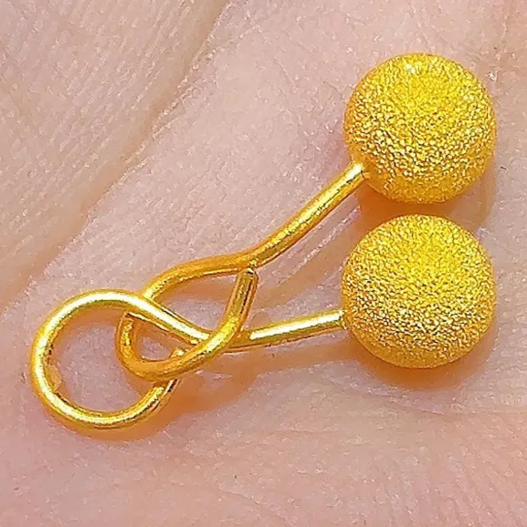 足金磨砂卡6弯针豆