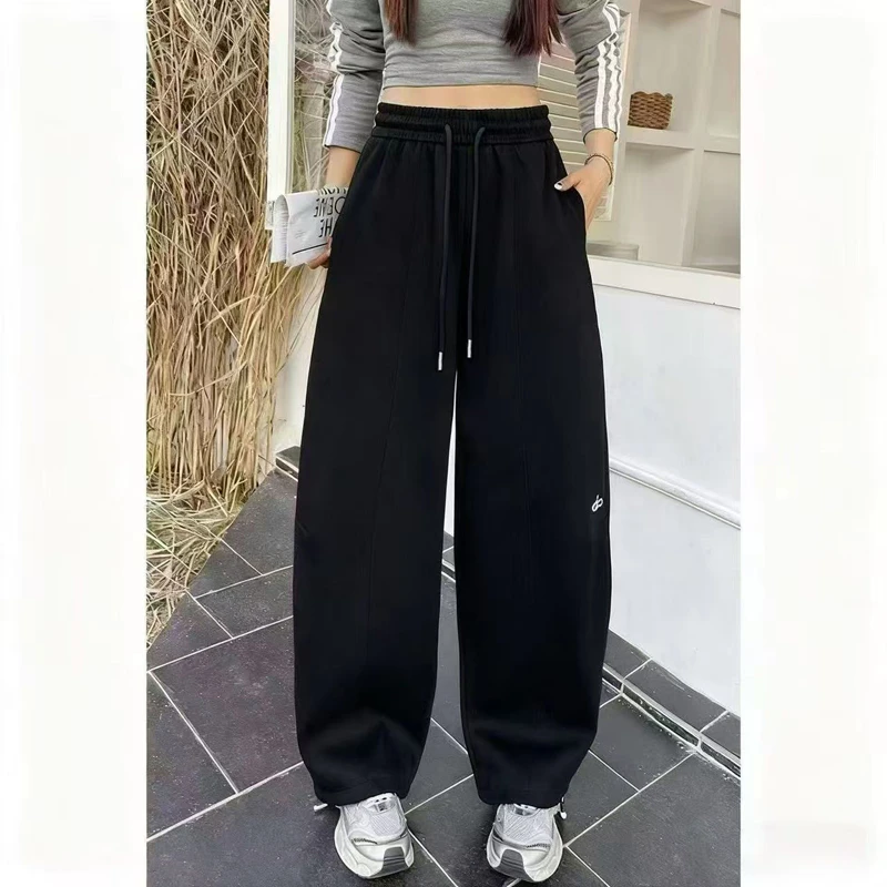 加绒加厚一裤两穿运动休闲裤冬季加厚2026新款宽松阔腿卫裤 9021