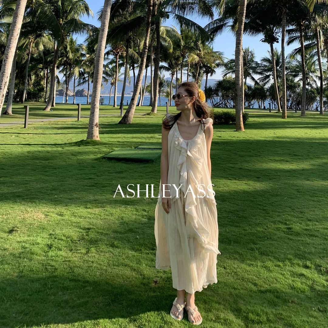 【ASHLEYASS】“初夏连衣裙”微皱沙感纹理轻盈透气连衣裙LSQ250211Y